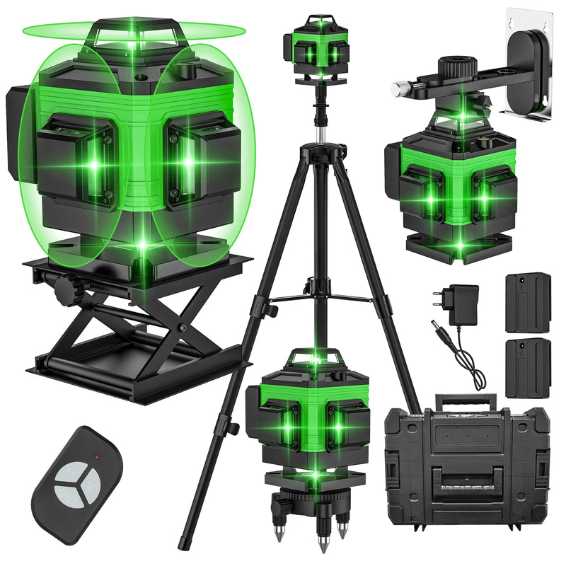 16 Lines 4D Laser Level 12 Lines 3D level 360 ° selflifting Horizontal and Vertical Cross Super power Green Laser Beams