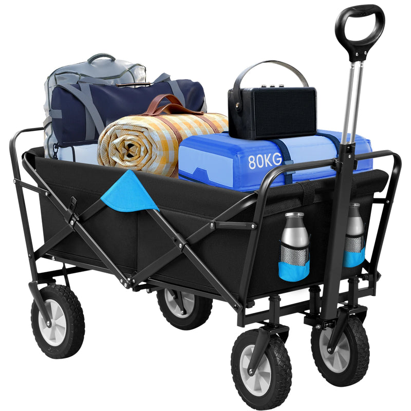 Foldable Garden Trolley Handcart Cart Tool Transport with 4 Wheels for Camping Beach Garden Shopping Outputs Load 80kg