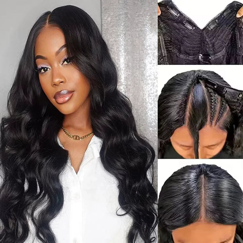 30 Inch Body Wave V Part Wig Human Hair Wigs 100 Human Hair For Women 180 Density Remy Hair Natural Color Human Hair Wigs