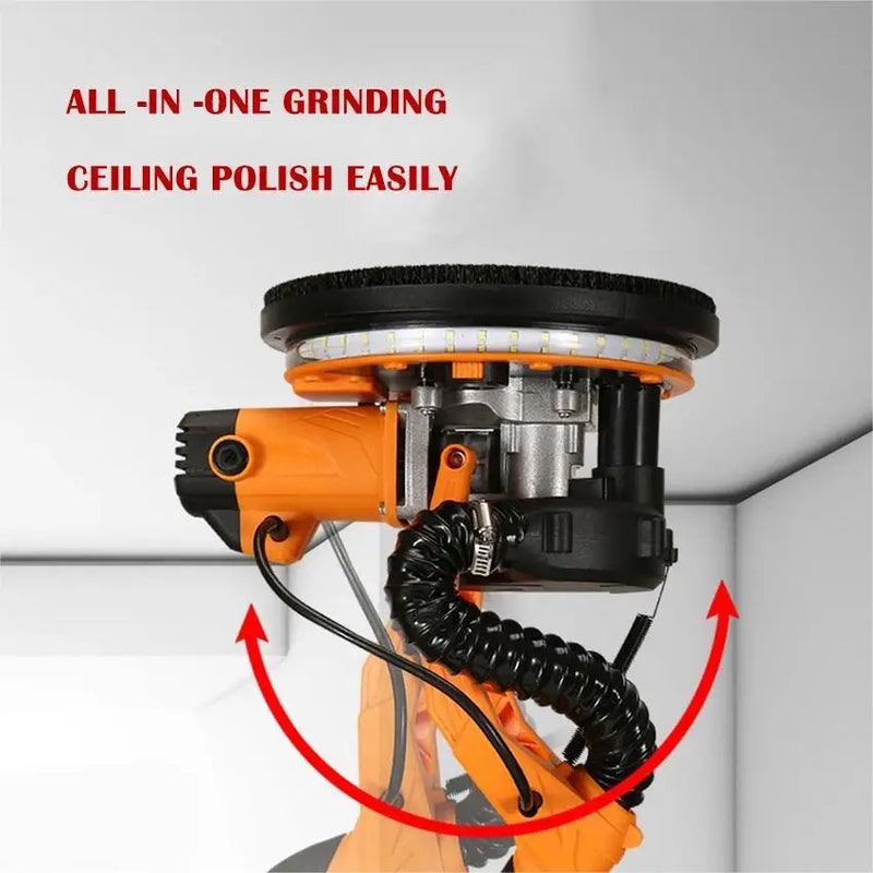 9-inch Electric Drywall Sander 225MM Wall Grinding Machine Putty Dustless selfvacuum LED Long Rod Polishing Sand Paper Machine