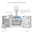 UBRAVOO Foldable Baby Playpen with Basketball Hoop & 50Pcs Coloured Pit Balls,  Toddler and Baby Play pen  fence, 14-Panel