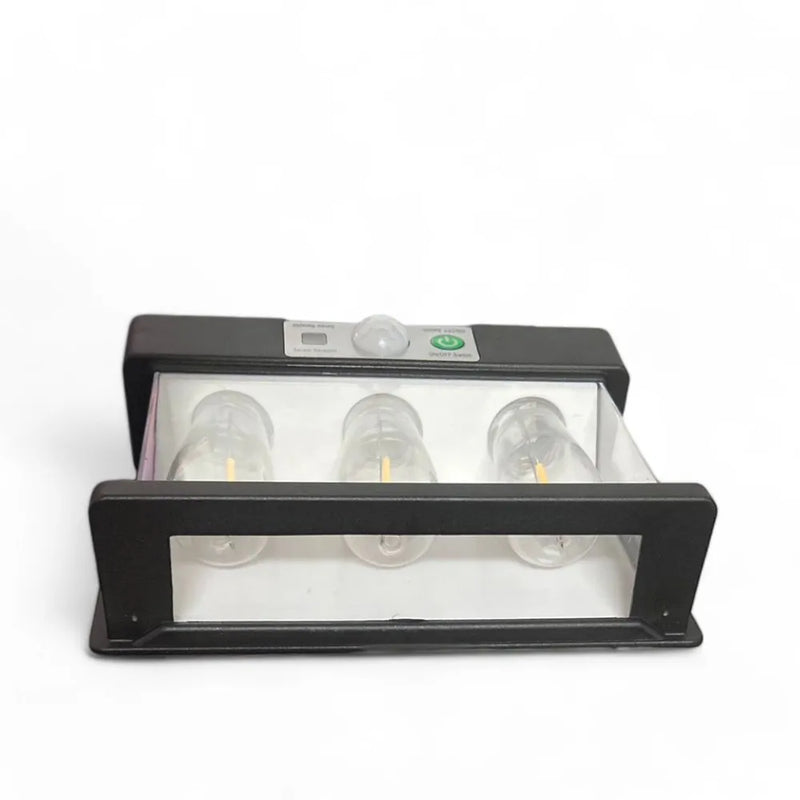 Luminária Solar 3 lampadas com Sensor de Movimento para Parede Externa LED Energia Solar com Filamento Colonial