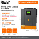PowMr 3.2KW 24V Hybrid Solar Inverters 12V V Pure Sine wash 80A MPPT Solar Charge Controller Charges lithium Battery With WIFI