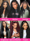 YKB 220% 13x6 HD Lace Frontal Human Hair Wigs Curly 30 40 Inch Lace Front Wig Deep Wave Brazilian Remy Hair PrePlucked For Women