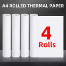 4 rolls of A4 thermal printing paper 210mm semi-gloss paper suitable for office school home use portable printer compatible