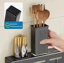 Multifunctional Kitchen Wall-Mounted Storage Rack No Drilling Support Knives Chopsticks Tubes