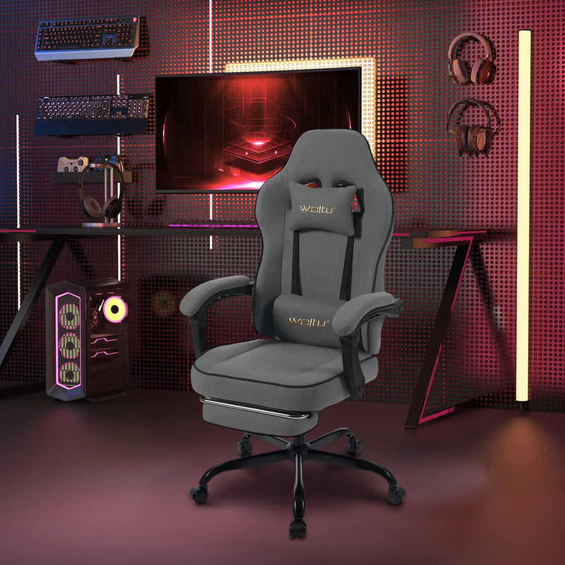 WOLTU Swivel Gamer Chair Gaming Chair Ergonomic Office Computer Chair with Lumbar Cushion Pillow Footrest