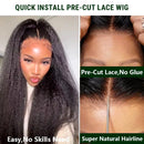 Kinky Straight Pre-cut Lace Frontal Human Hair Wigs Pre Plucked Brazilian 6x4 Glueless Wig For Women Yaki Straight Remy Hair