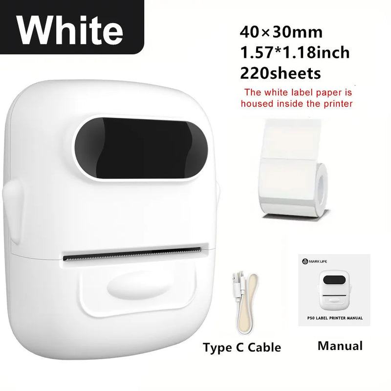 Wireless Label Printer P50 Inkless Bluetooth Thermal Label Maker Adhesive Label Sticker Machine DIY Pattern Barcode QR Code Tape
