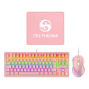 Mechanical Keyboard Kit And Mouse Gamer 3200 Dpi Wired Abnt2 Lighting Led Rgb Switch Blue 60% Pink Be-k1 Luuk Young