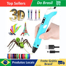 Caneta 3D Impressora Manual Infantil e Adulto Com Filamentos DIY Filamento Plastico ou ABS Tela LCD Desenho 3D Seguro Para Crian