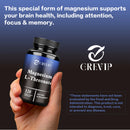 Magnesium L-Threonate Supplement - Promotes Brain Health, Memory, Concentration and Cognition - 120 Capsules