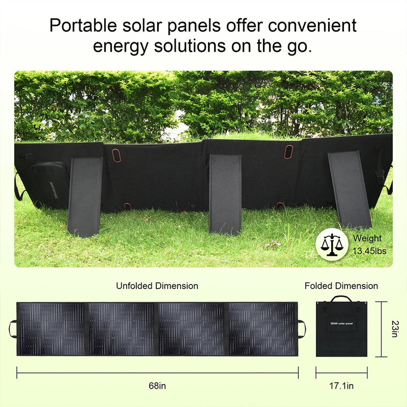 SOLARPLAY 200W 18V Solar Panel Kit Foldable Solar Panel Outdoor Rechargeable Solar Charger For Portable Camping Power Station