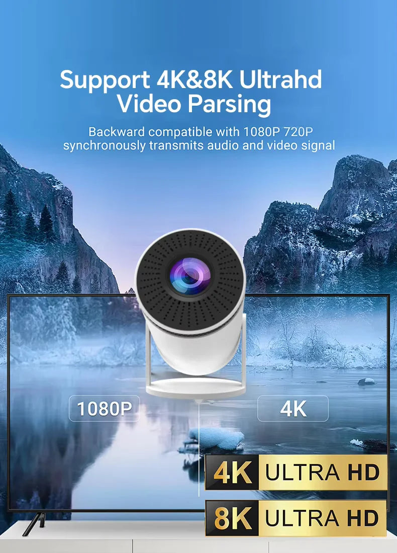 Projector hy300 MAX PRO 4K android11 double wifi6 260ansi ARM Cortex-A53 bt5.0 1080p 1280*720p home cinema Manatech SWD1553 T8