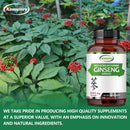 Korean Red Panax Ginseng + Ginkgo Biloba - Increases Energy, Stamina & Performance, Supports Mental Health - 120 Capsules