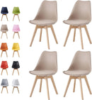 mcc direct Set of 4 Dining Chairs Wooden Legs Soft Cushion Pad Stylish DELUXE Retro Lounge Dining Office EVA
