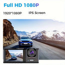1080P Car Dash Cam With 32G Loop Recording Car DVR IPS Screen 3 Channel Cameras IR Night Vision Wide Angle Dashboard Recorder