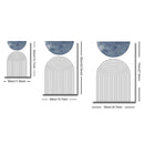 Set of 3 Blue Mid-century Retro Geometric Art Poster Print Boho Simple Line Abstract Wall Decor Painting Minimalist Wall Picture