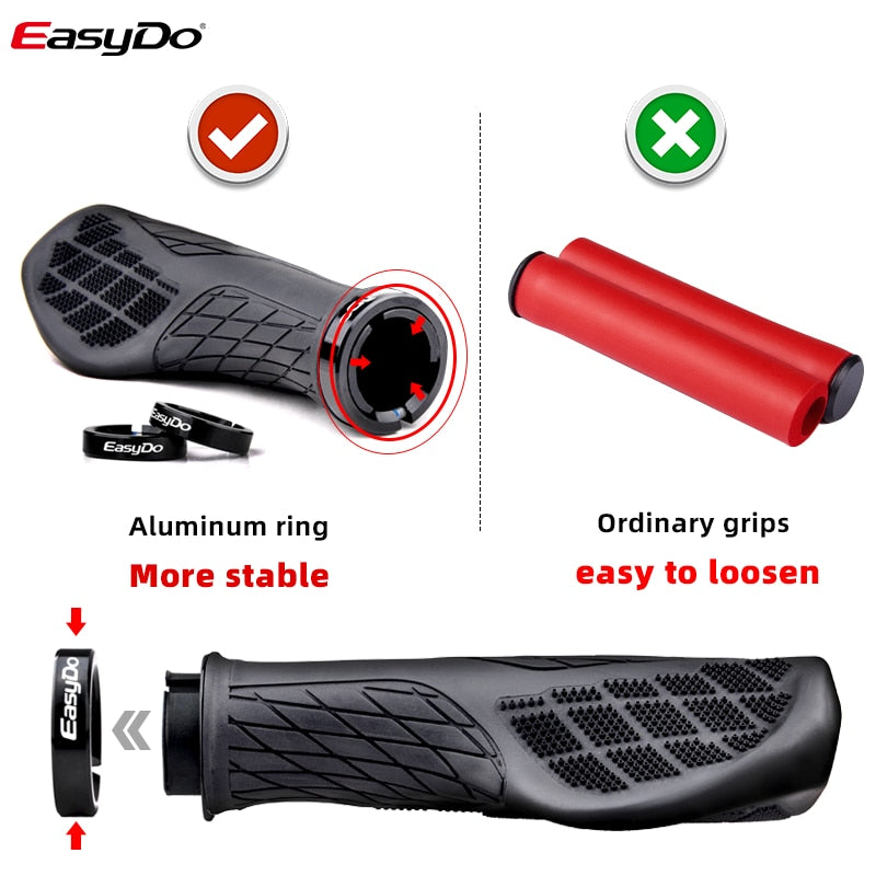 EasyDo Bicycle Handlebar Grip Anti Slip TPR Rubber Ergonomic MTB Grip MTB Road Bike Shock Absorption End Lock Accessories