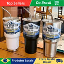 Magic Mountain 990ml Stainless Steel Double Layer Thermal Cup With Straw