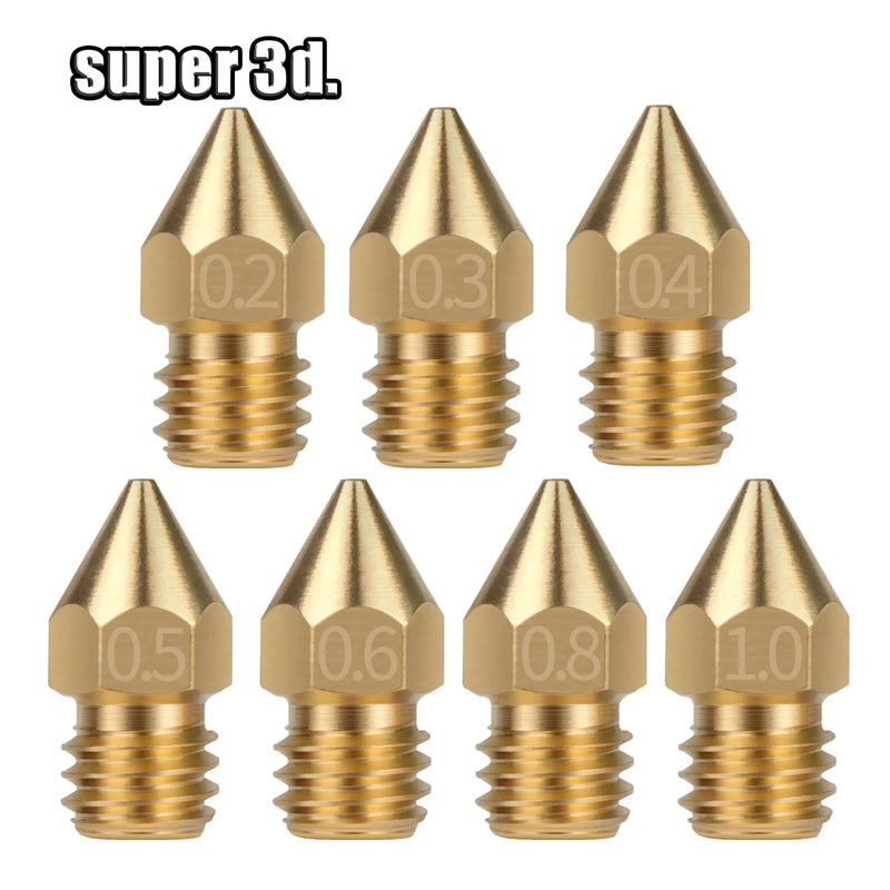 5/10PCS MK8 Brass Nozzle 0.2MM 0.3MM 0.4MM 0.5MM Extruder Print Head Nozzle For 1.75MM CR10 CR10S Ender-3 3D Printer Accessories