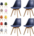 mcc direct Set of 4 Dining Chairs Wooden Legs Soft Cushion Pad Stylish DELUXE Retro Lounge Dining Office EVA