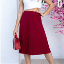 Women's Fashion Pleated Evangelica Elegant High Waist Midi Skirt With Lining Same Skirt Fabric
