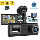 1080P Car Dash Cam With 32G Loop Recording Car DVR IPS Screen 3 Channel Cameras IR Night Vision Wide Angle Dashboard Recorder