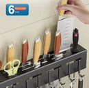 Multifunctional Kitchen Wall-Mounted Storage Rack No Drilling Support Knives Chopsticks Tubes