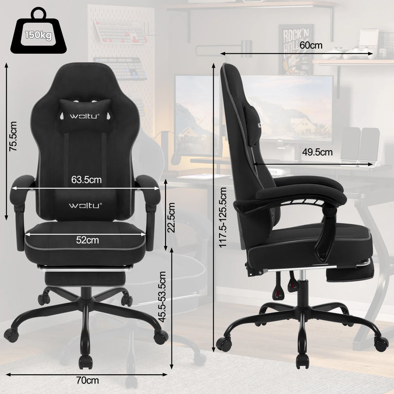 WOLTU Swivel Gamer Chair Gaming Chair Ergonomic Office Computer Chair with Lumbar Cushion Pillow Footrest