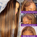 YKB 36 Inch Bone Straight Highlight HD Lace Front Human Hair 427 Ombre 13x6 Frontal Wig 13x4 Honey Blonde Colored Wigs For Women