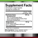 Korean Red Panax Ginseng + Ginkgo Biloba - Increases Energy, Stamina & Performance, Supports Mental Health - 120 Capsules