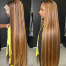 YKB 36 Inch Bone Straight Highlight HD Lace Front Human Hair 427 Ombre 13x6 Frontal Wig 13x4 Honey Blonde Colored Wigs For Women