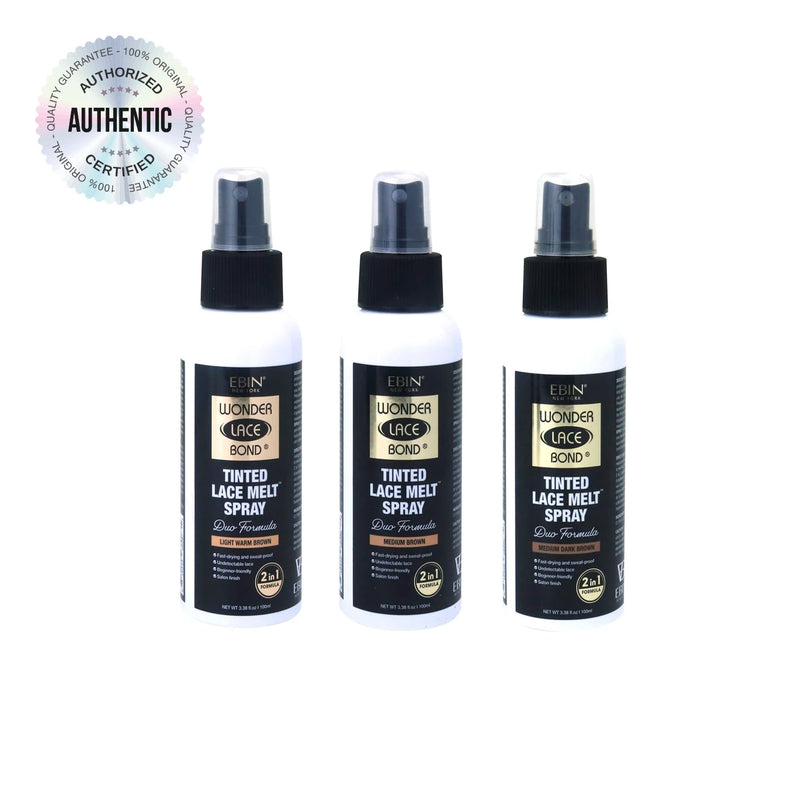 Ebin New York Wonder Lace Bond Tinted Lace Melt Spray 3.38oz/ 100ml - Strong Hold, Natural Tint, Perfect for Invisible Lace
