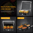 Electric grille, sandwich maker and Panini machine, 2000W power, adjustable temperature and timer, 180 ° opening, big plates 29x24cm, BPA free