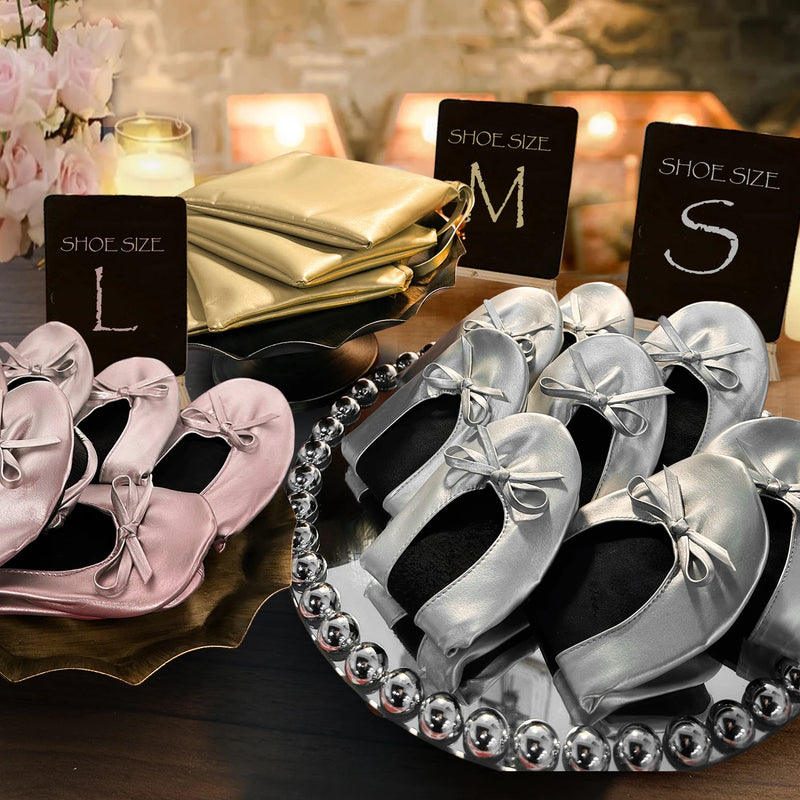 Women's Foldable Portable Ballet Flats Soft Sole Roll Up Slippers Slip OnComfy ancing Flat Shoes for Travel Wedding with Bag