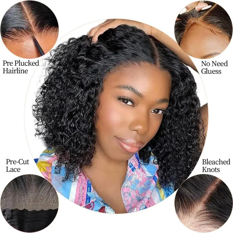 Glueless Preplucked Human Wigs Ready To Go Deep Wave Curly Wigs Pre Cut Lace Frontal Wig 4X4 5X5 Closure Wigs 100% Human Hair