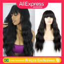 Peruca Longo Cacheado Wig Cabelo Fibra Orgânica Premium Alta Qualidade Colocação Fácil Identica ao Humano 70cm 270g