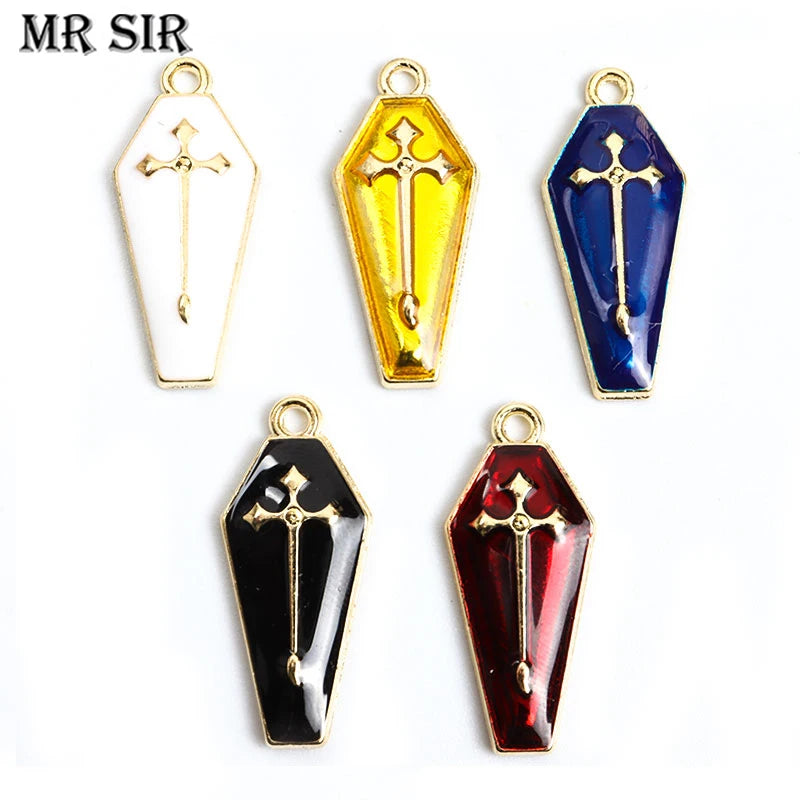 Enamel Halloween Charms Vampire Cross Coffin Pendants DIY Handmade Accessories Making Earrings Necklace Bracelet Finding Jewelry