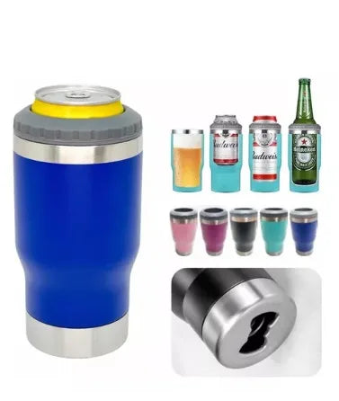 Copo Térmico com 5 opção em 1 (Latinha/Barrigudinha/Long Neck/Lata Alta 400 mL) Com abridor Porta Cerveja Garrafa