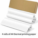 4 rolls of A4 thermal printing paper 210mm semi-gloss paper suitable for office school home use portable printer compatible