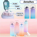 Motivational Squeeze Water Bottle Kit With Stickers 300ML + 900ML + 2000ML