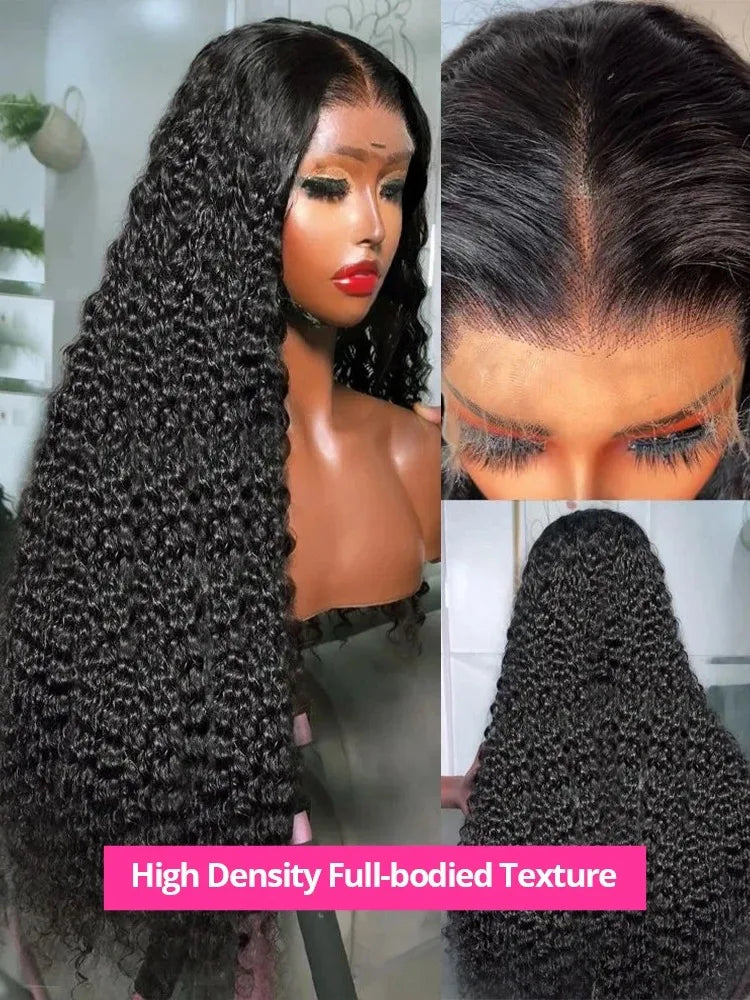 YKB 220% 13x6 HD Lace Frontal Human Hair Wigs Curly 30 40 Inch Lace Front Wig Deep Wave Brazilian Remy Hair PrePlucked For Women