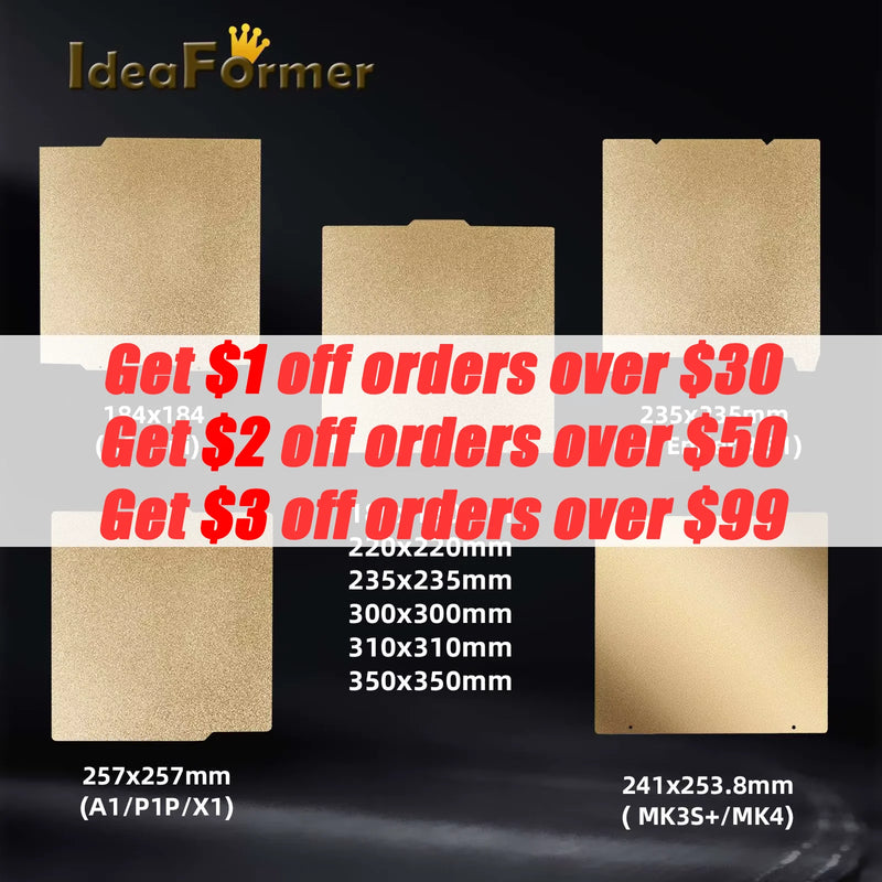 Heated Bed PEI Double side Textured Build Plate 184/220/235/257/300/310mm Magnetic Plate For Bambulab Series/Ender-3 S1 CR10