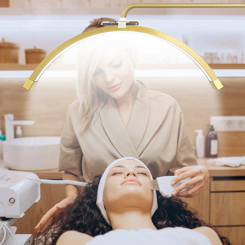 Fosoto FT-Y9 28 inch Gold Lamp LED Half-Moon Shaped Light Led Video Lash Light With Lamp Stand For Beauty Eyelash Tattoo Makeup