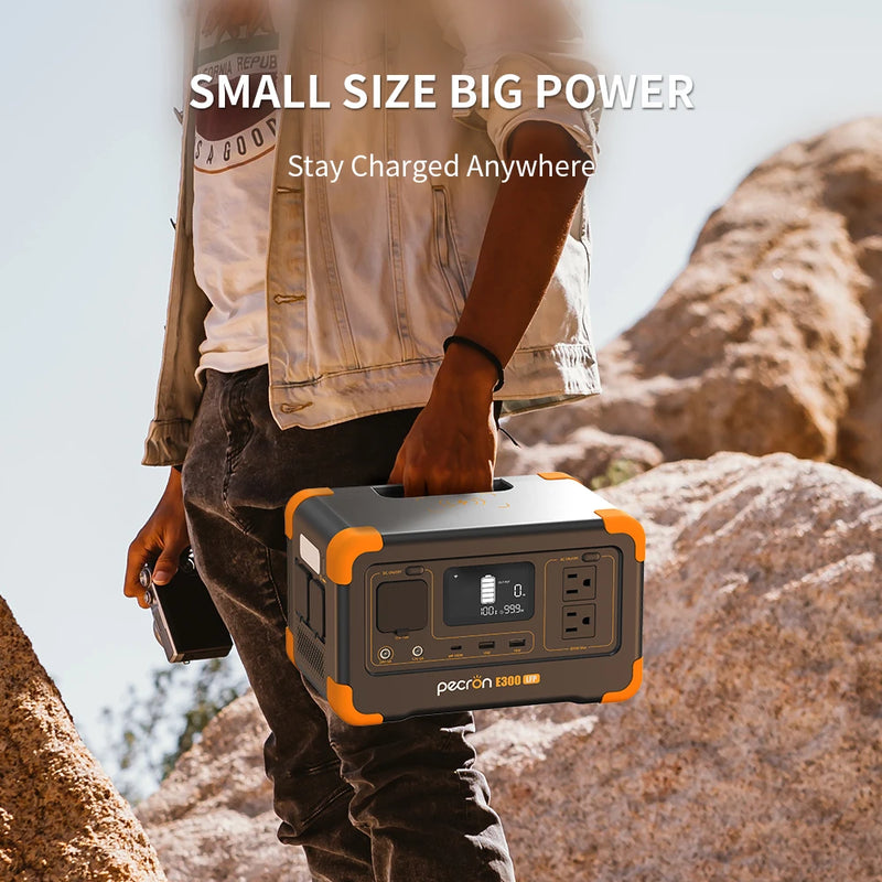 Pecron E300LFP Portable Power Station with 100W Portable Solar Panel(Included) Pure Sine Wave 288Wh 600W Solar Generator Camping