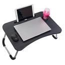 Mesa Dobrável De Madeira Portátil Para Cama Estudo Notebook Lanches Multifunções