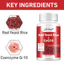 Red Yeast Rice + CoQ10 - Supports Heart, Cardiovascular Health, and Maintains Healthy Cholesterol Levels - 120 Capsules