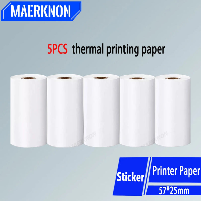 Mini Printer Paper Non-adhesive Thermal Paper 57mm Label Sticker Pocket Printer Kids Instant Photo Inkless Printing Rolls Paper