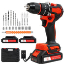 Drill/Cordless Screwdriver with 2 batteries 21 V, drill 42 Nm couple, 25 + 1 couple levels, LED light, 2 speeds